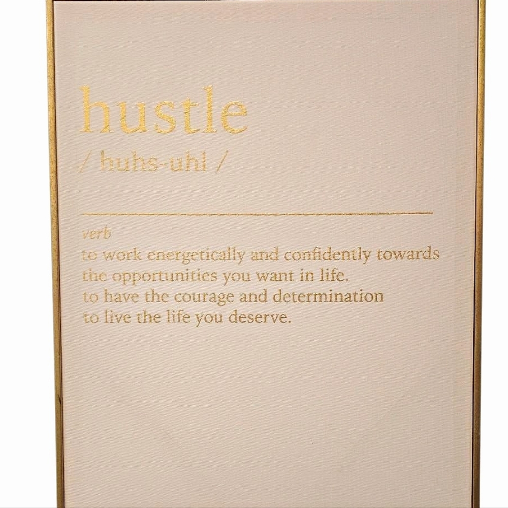 At Home Hustle Definition Framed Canvas Wall Decor